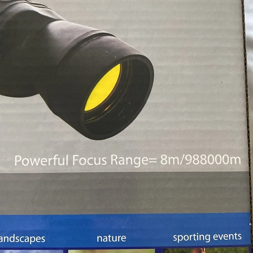 KOLE Imports Black Binoculars with Case and Compass NWOT
